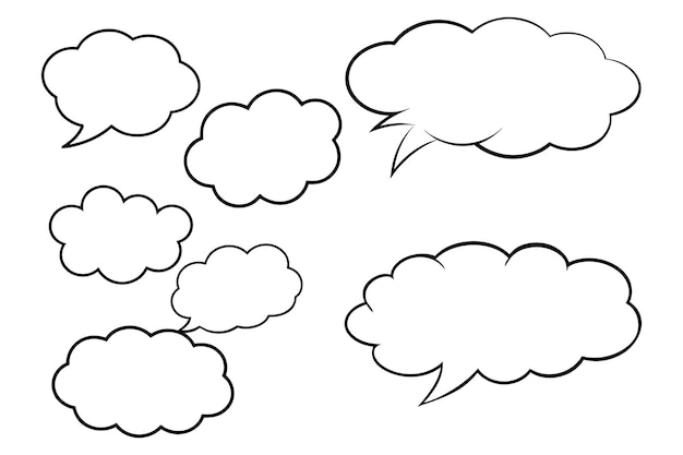 set of cloud speech bubble