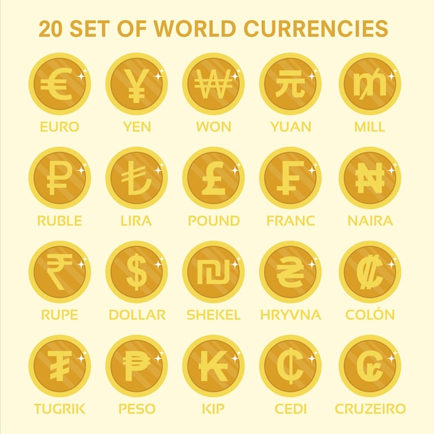 Vector set of coins world currency