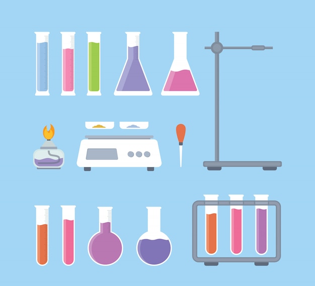 Vector set collection of laboratory science tools with various shape