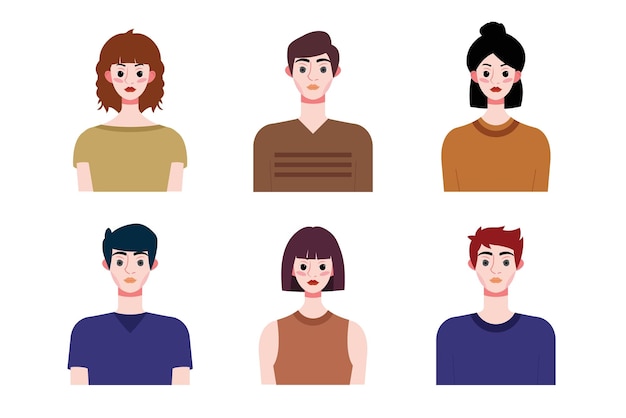 Vector set collection of people avatar design characters for social media and networking website app des