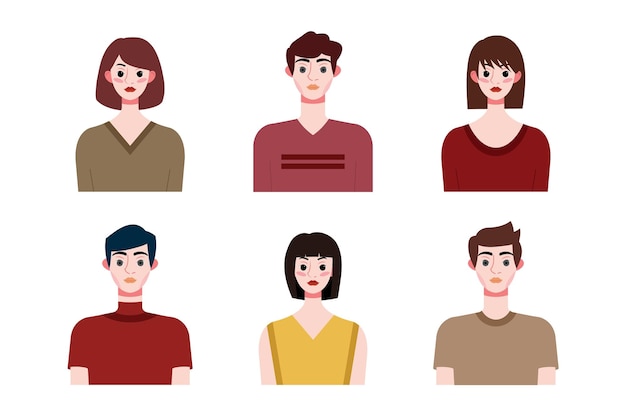 Vector set collection of people avatar design characters for social media and networking website app