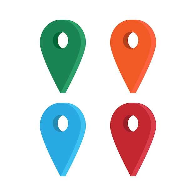 Set color maping pin location 3d vector icons