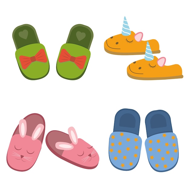 A set of colored home slippers