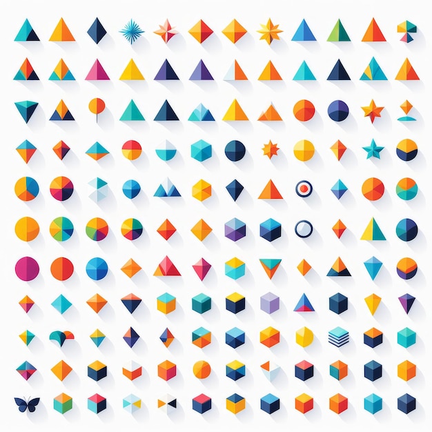 Vector set of colorful geometric shapes