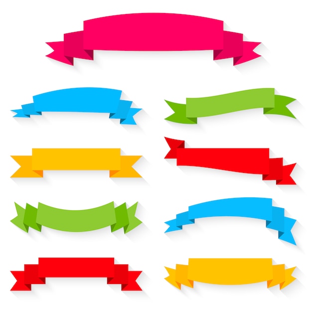 Set of colorful ribbon banners