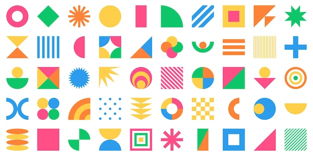 Vector set of colorful simple geometric shapes