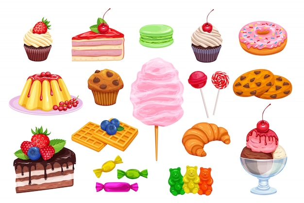  set confectionery and sweets icons