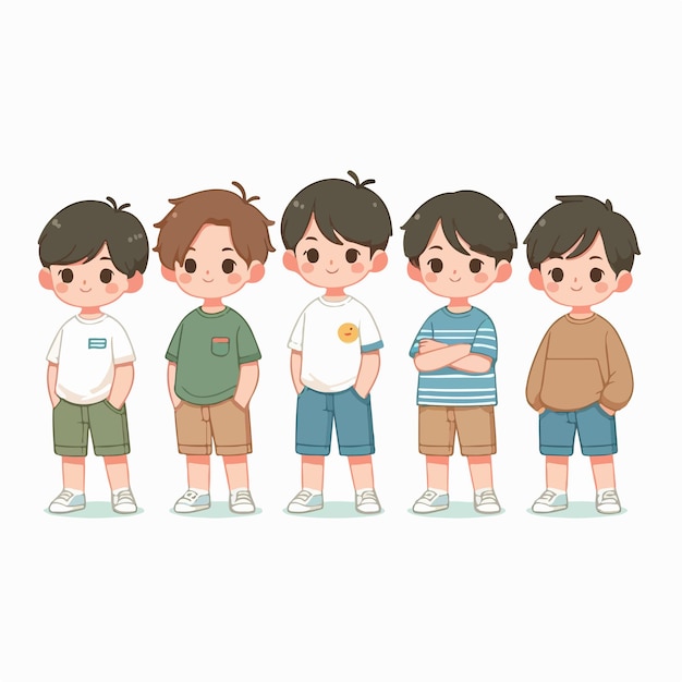 a set of cool kid characters