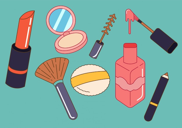 set of cosmetic in doodle style 