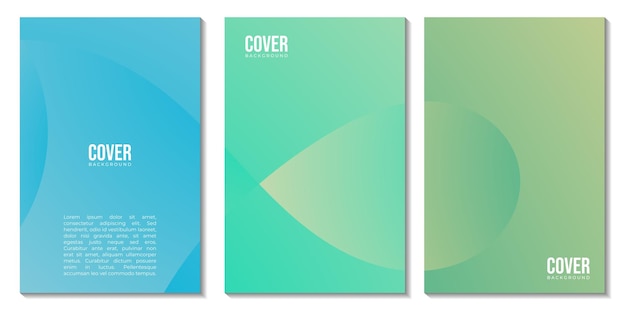 Vector a set of covers with abstract colorful wave gradient background