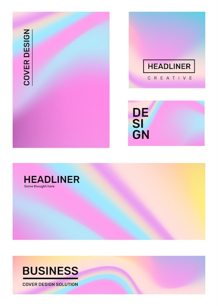 Vector set of creative beautiful abstract illustration with header. business gradient abstraction