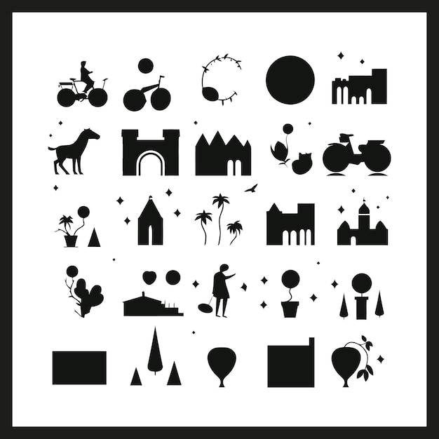 Set Cremini black Silhouette vector