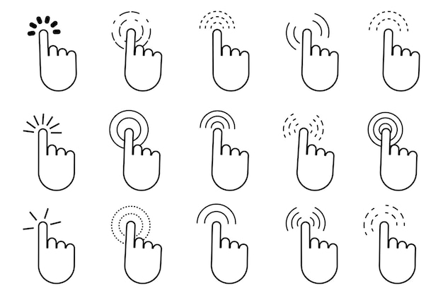 Set cursor finger. Computer technology concept. Computer mouse. Vector illustration. stock image.