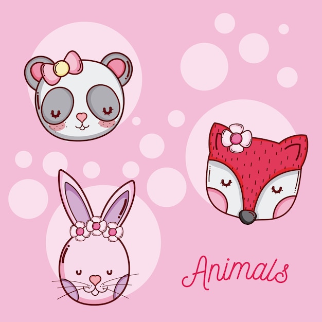 Set of cute animals cartoons