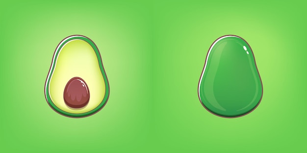 set of Cute cartoon avocado