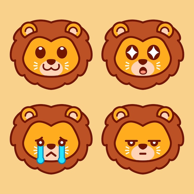 Vector set of cute lion stickers