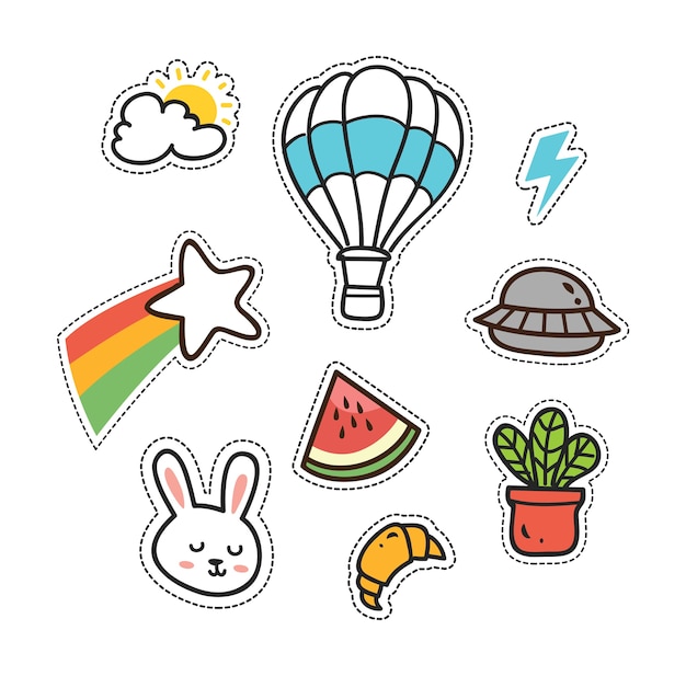 Set of cute patches, cute stickers set