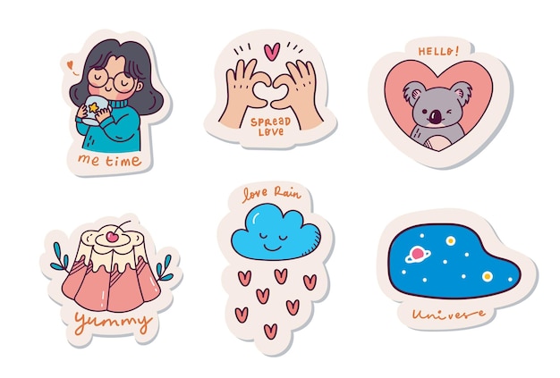 Set of Cute Sticker Design