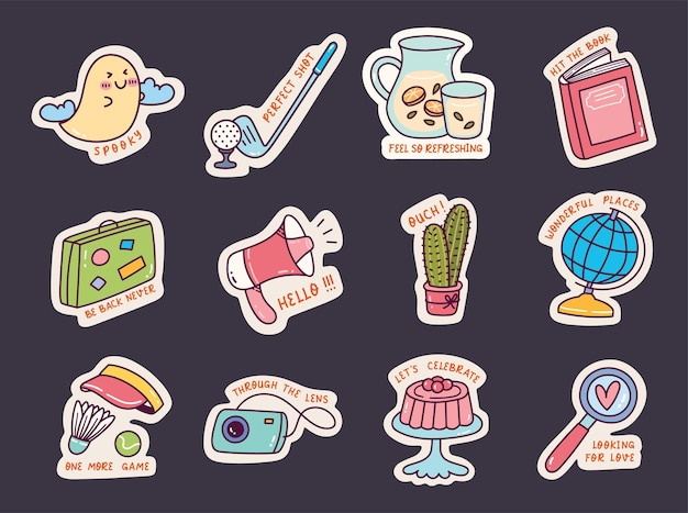 Set of Cute Sticker Doodle