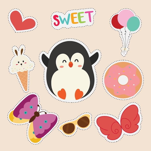 set of cute sticker