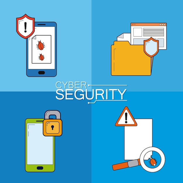 Set of Cyber security icons 