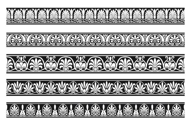 Set of decorative seamless ornamental border Vector modular