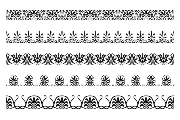 Set of decorative seamless ornamental border Vector modular