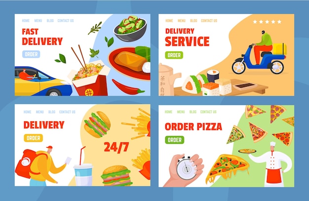 Set of delivery service landing pages