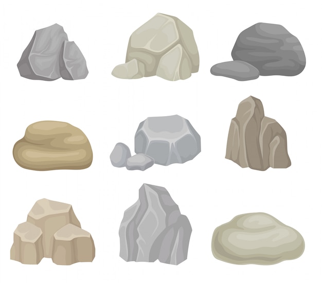 Set of different boulders.  