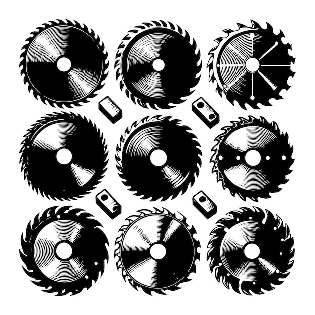 Set of different circular saw blades vector