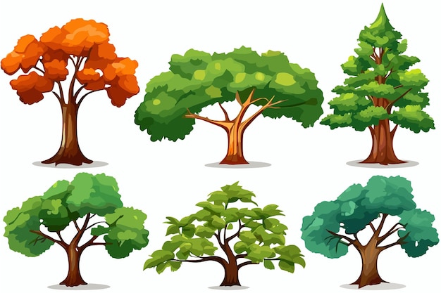 Set of different color trees