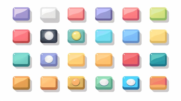 Vector a set of different colored buttons with different colors and shapes