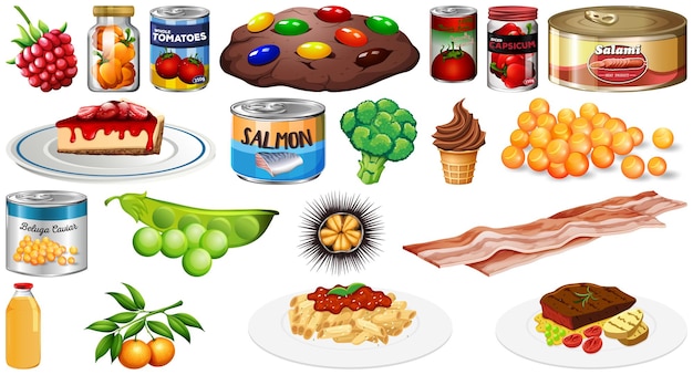 Set of different foods