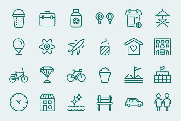 Vector a set of different icons for the new year