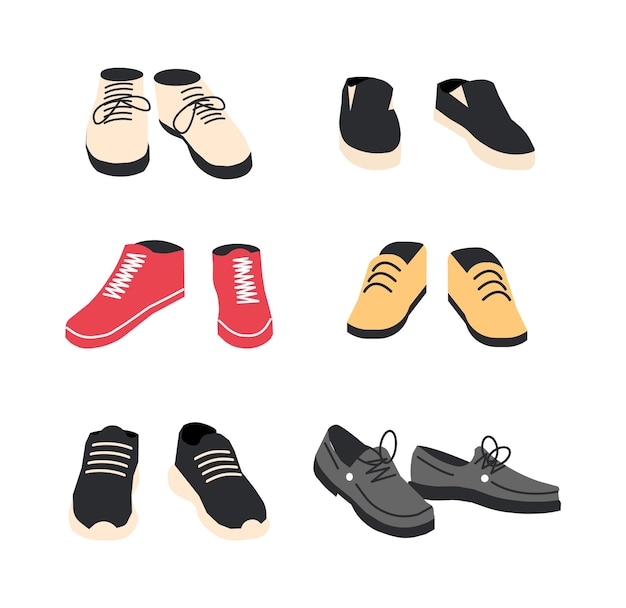 Set of Different Shoes Isolated