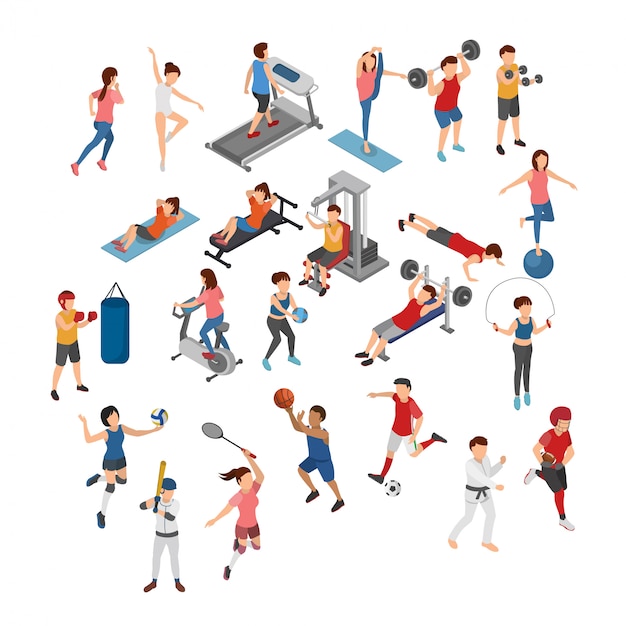 Vector set of different sports isometric illustration