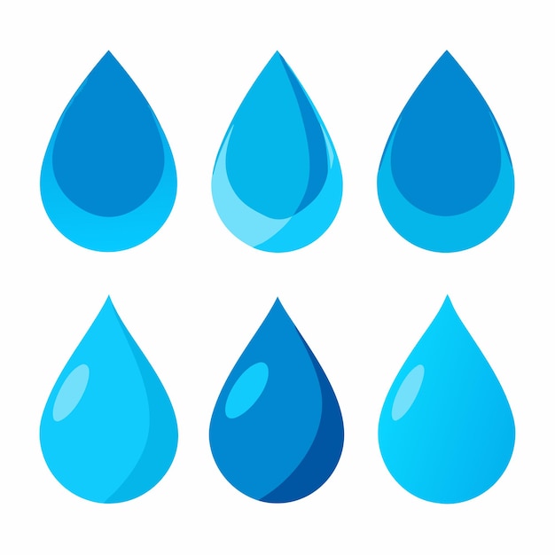 Vector set of different style water droplets