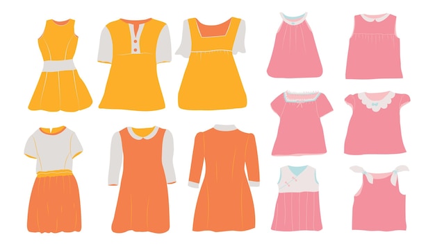 Vector set of different stylish dresses