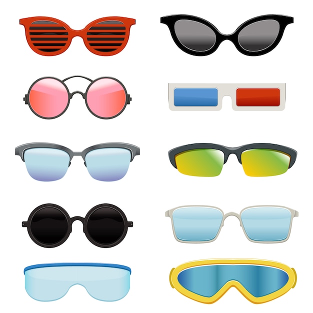 Set of different sun glasses