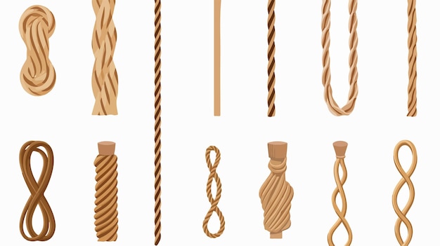 Vector a set of different types of ropes and shapes