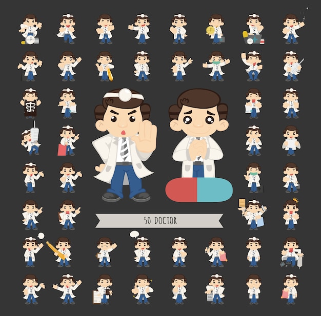 Vector set of doctor characters poses