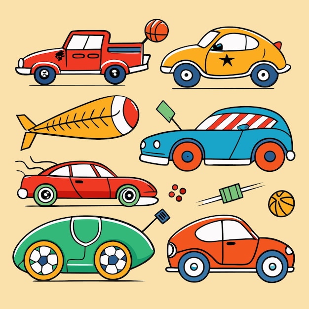 Vector set of doodles car sport