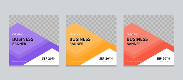 Set of Editable square business web banner design template