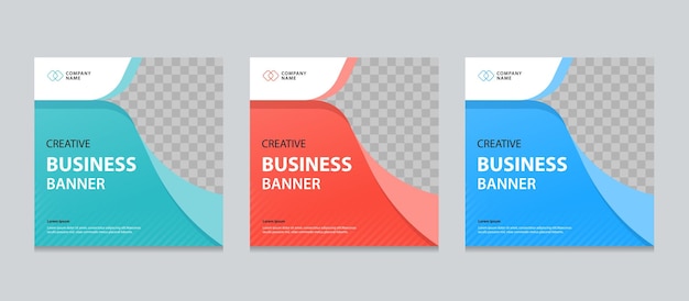 Set of Editable square business web banner design template