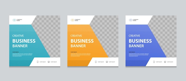 Set of Editable square business web banner design template