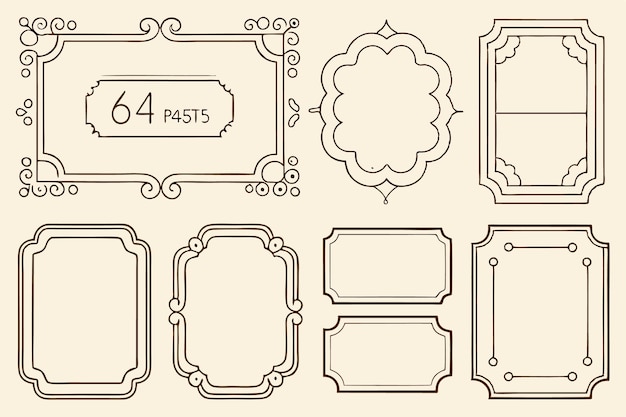 Vector a set of eight decorative frames with different shapes and designs