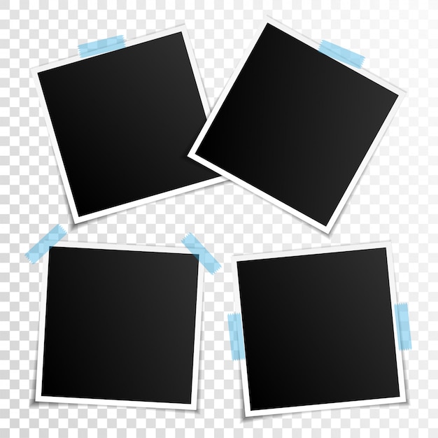 Set of empty photo frames with adhesive tape