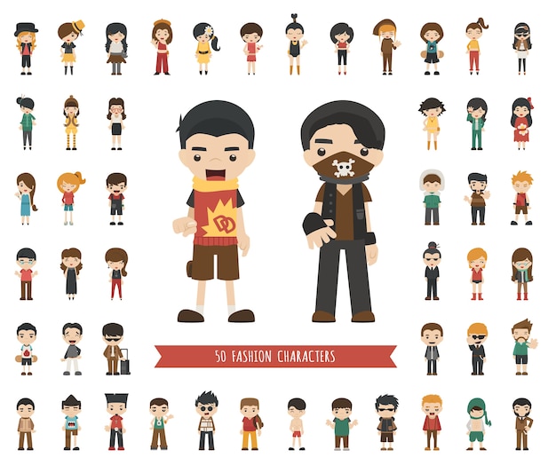 Vector set of fashion character