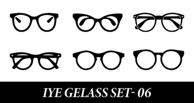 Set of fashion eyeglass on white background Vector eyeglass set