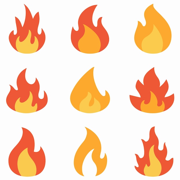 Vector set of flames collection